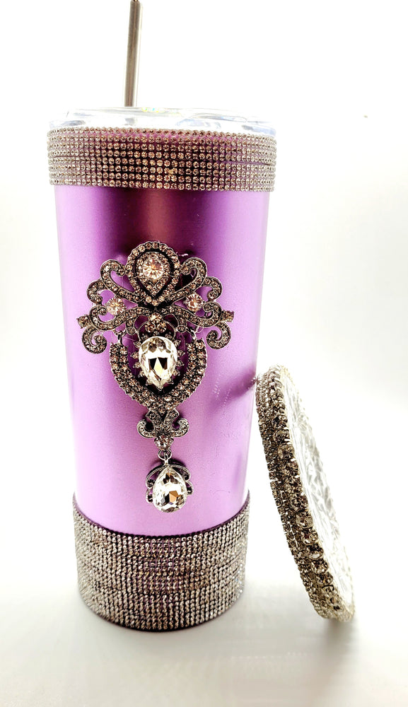 Purple Bedazzled Stainless Steel Tumbler - 20 oz