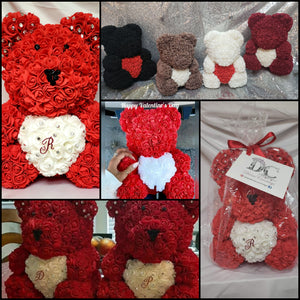Rose Teddy Bear with Heart – 14"