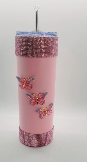 Butterfly Bedazzled Stainless Steel Tumbler - 20 oz