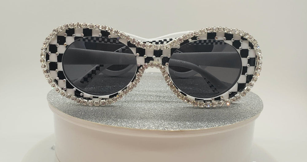 Black & White Checkered Women Sunglasses