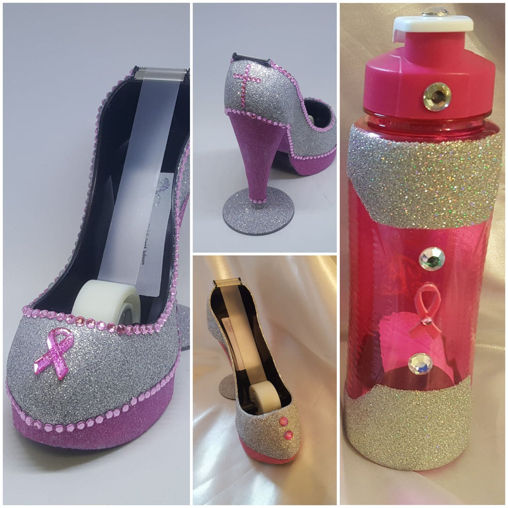 Pink Glitter Rhinestone Stiletto Tape Holder, Set of 1