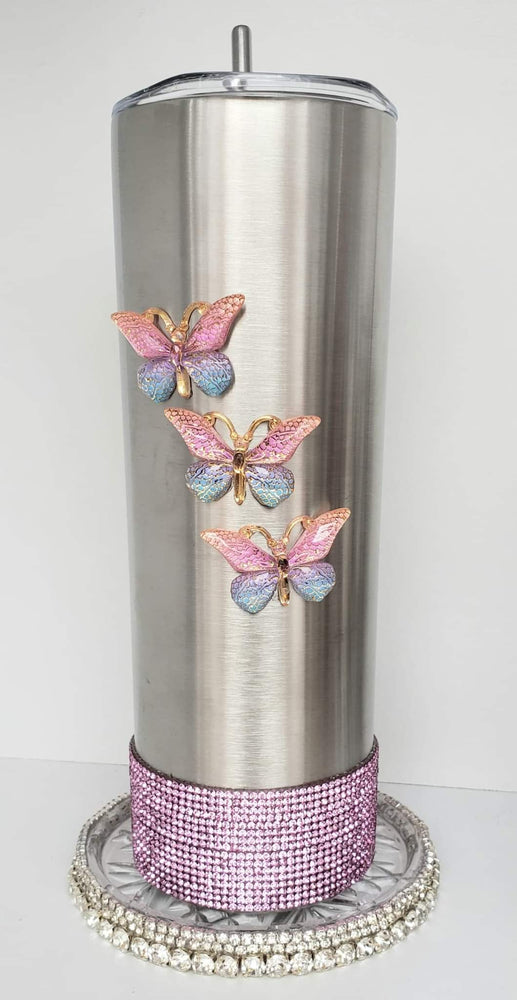 Butterfly Bedazzled Stainless Steel Tumbler - 20 oz